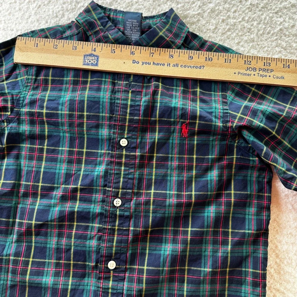 Ralph Lauren Plaid Button Down Shirt Long Sleeve Classic Fit Kids Sz S Red Pony‎